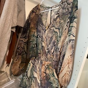 Show me your mumu snake print long sleeve romper xs